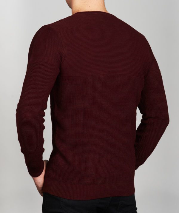 Vyriškas bordo spalvos megztinis apvaliu kaklu
