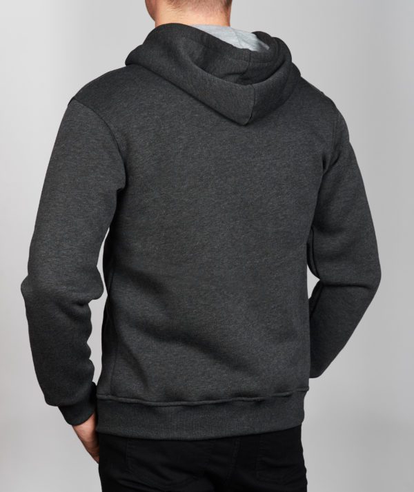 Vyriškas pilkos spalvos džemperis su gobtuvu