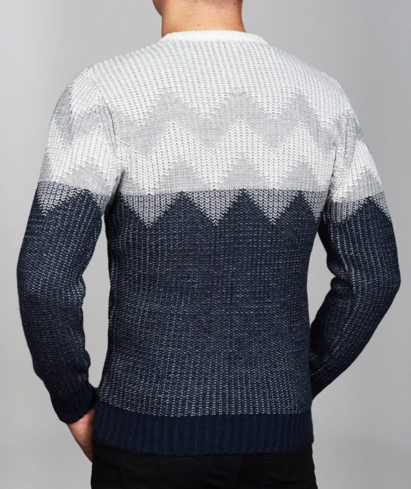 Vyriškas mėlynos spalvos megztinis apvaliu kaklu